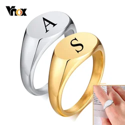 Anelli con sigillo personalizzati Vnox 9mm per donna, fascia ovale minimalista con timbro superiore, Chic gioielli in acciaio inossidabile Candid Street