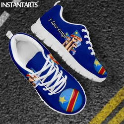 INSTANTARTS Shoes for Women Congo Flag Print Spring Summer Comfort Flats Shoes Women Sneakers Casual Zapatillas Chaussure Femme