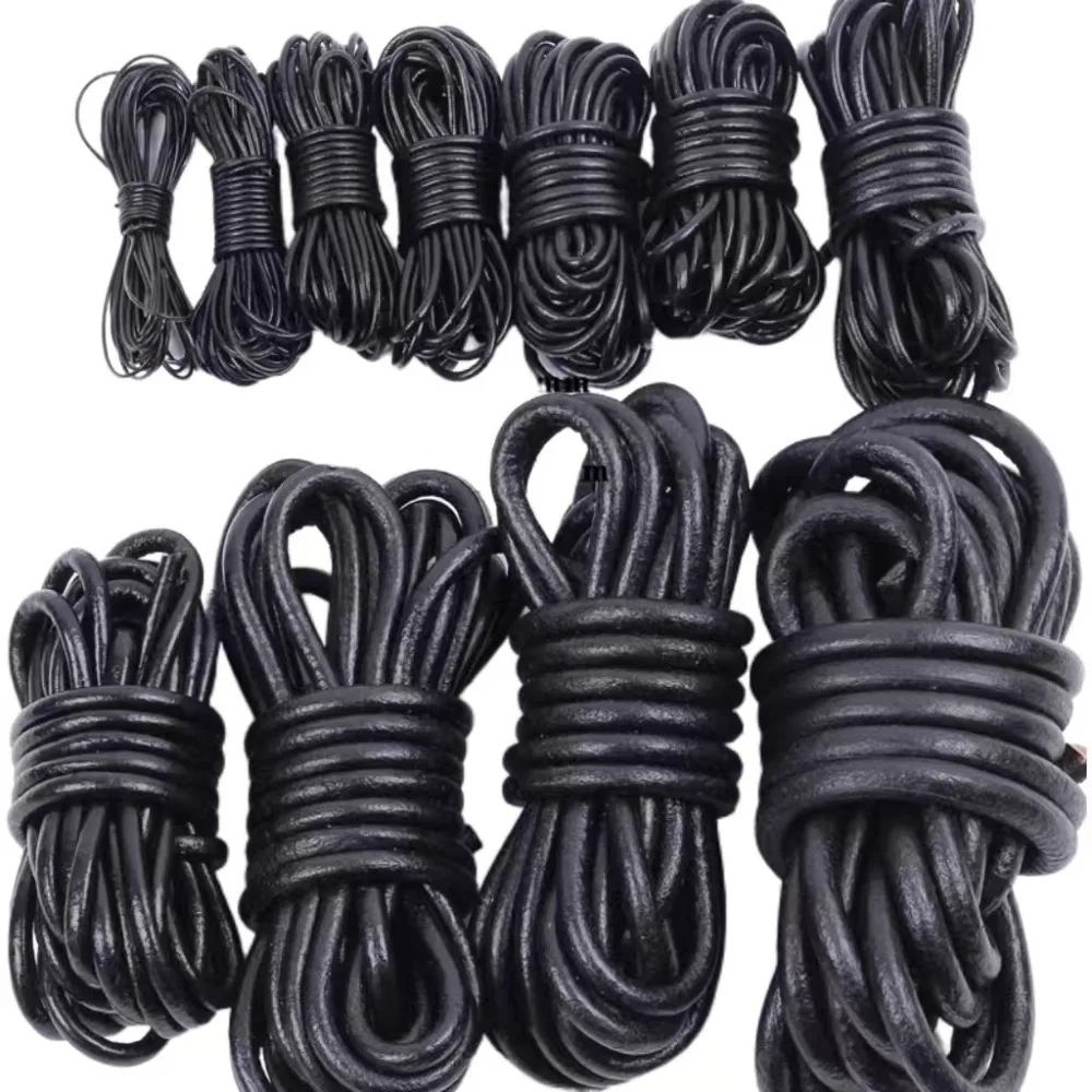 Genuine Leather Cord String For DIY Handmade Jewelry Making Retro Style Soft Cowhide Rope Flat Round Craft Accessories
