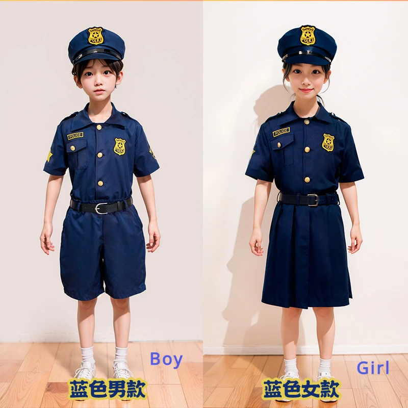 Children Policeman Cosplay Costume Boys Girls Kid Police Uniform Army Policemen Clothing Sets Party Dress Up Gift