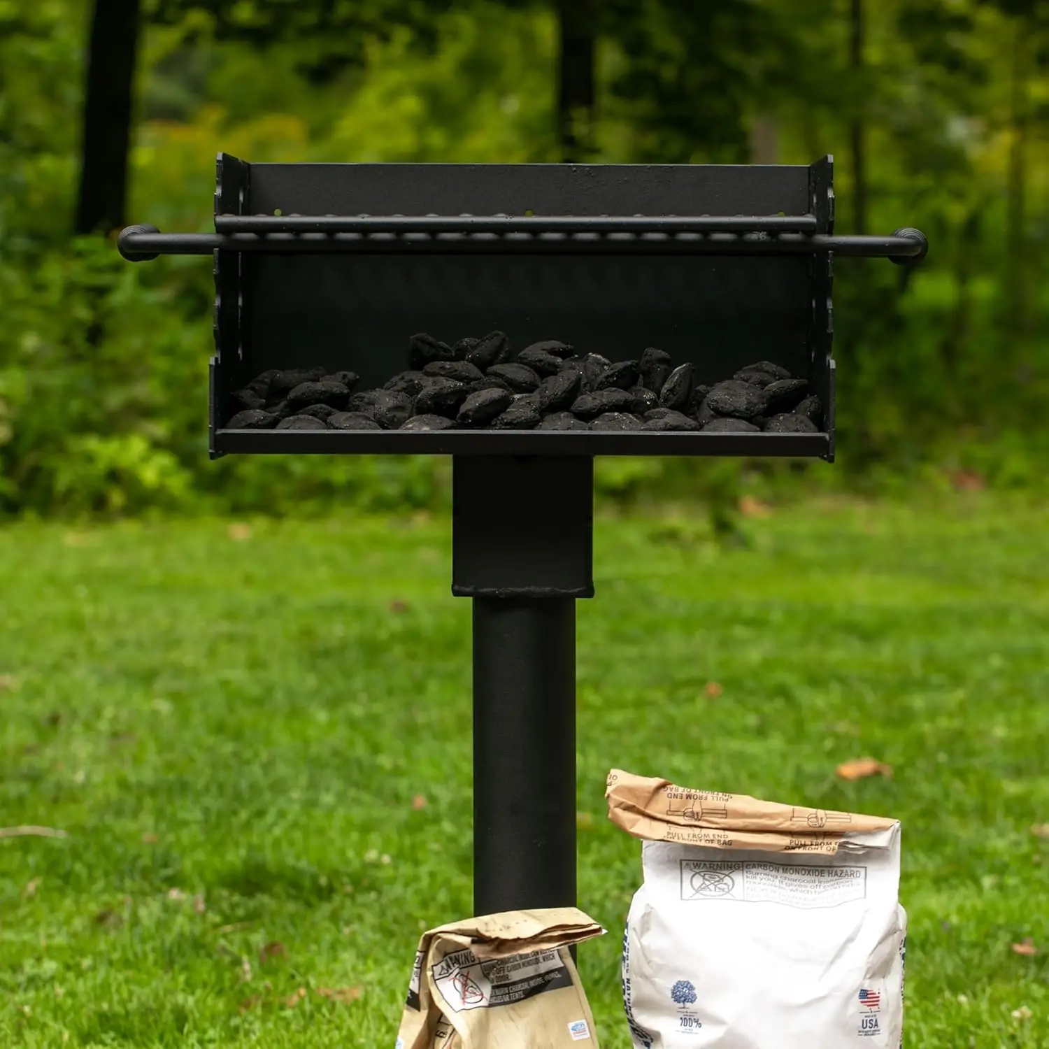 Commercial Grade Park Grill – Heavy-Duty Steel with 300 Sq Inch Cooking Grate, 360° Swivel Post, Made in the USA by Jamestown Ad