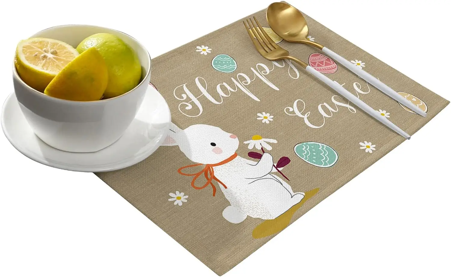Easter Placemats for Dining Table Cute Bunny Placemat Set of 4 Easter Eggs Farmhouse Tablemats for Home Wedding Party Spring