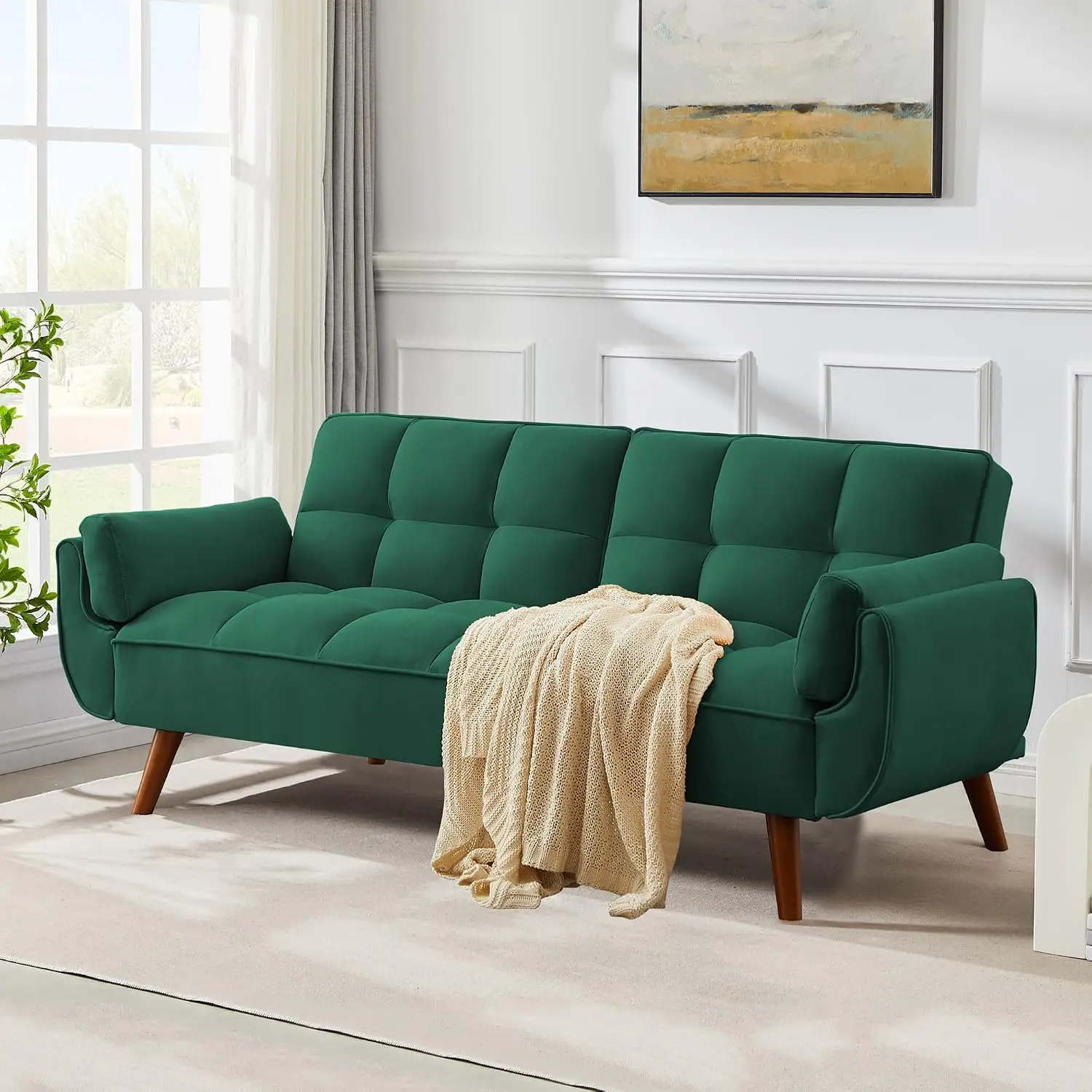 Modern Convertible Futon Sofa Bed, 75