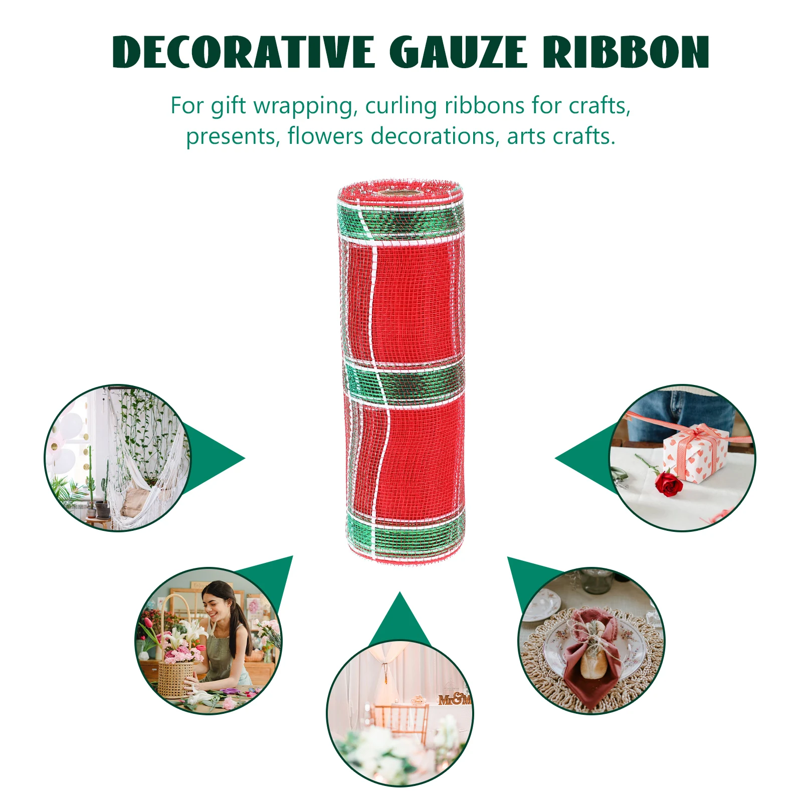 

Thick Decorative Mesh Ribbon Flower Packaging Fold Portable Xmas Ornament Fabric Small Christmas