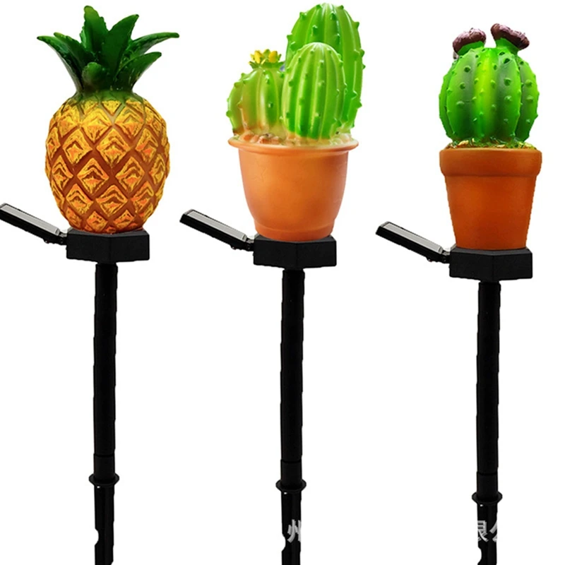 Solar LED Cactus Pineapple Lights Outdoor Garden Lawn Pathway Lights for Patio Yard Party Christmas Wedding Decoration