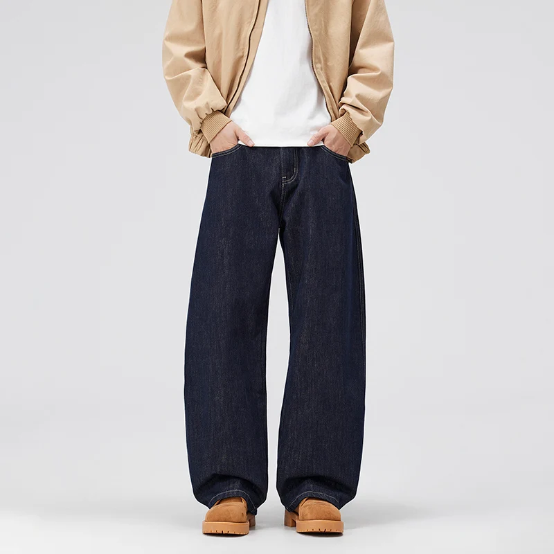 

Spring Autumn Casual American Style Wide Leg Knife Pants Loose Fit Versatile Casual Jeans High Waist Trousers for Men