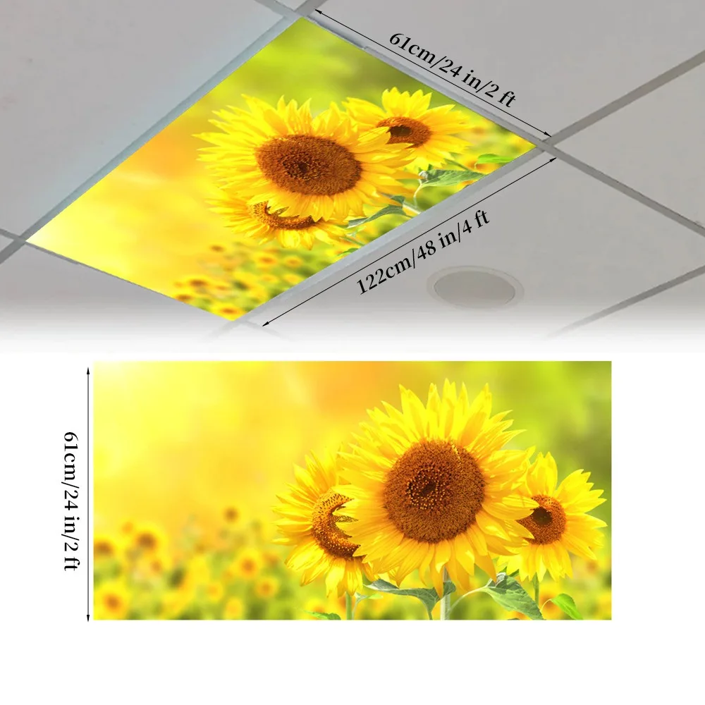 Eye-protective 120*60cm Lampshade Anti-glare 15 Styles Fluorescent Light Covers Forest Sky Fabric Lampshade Home