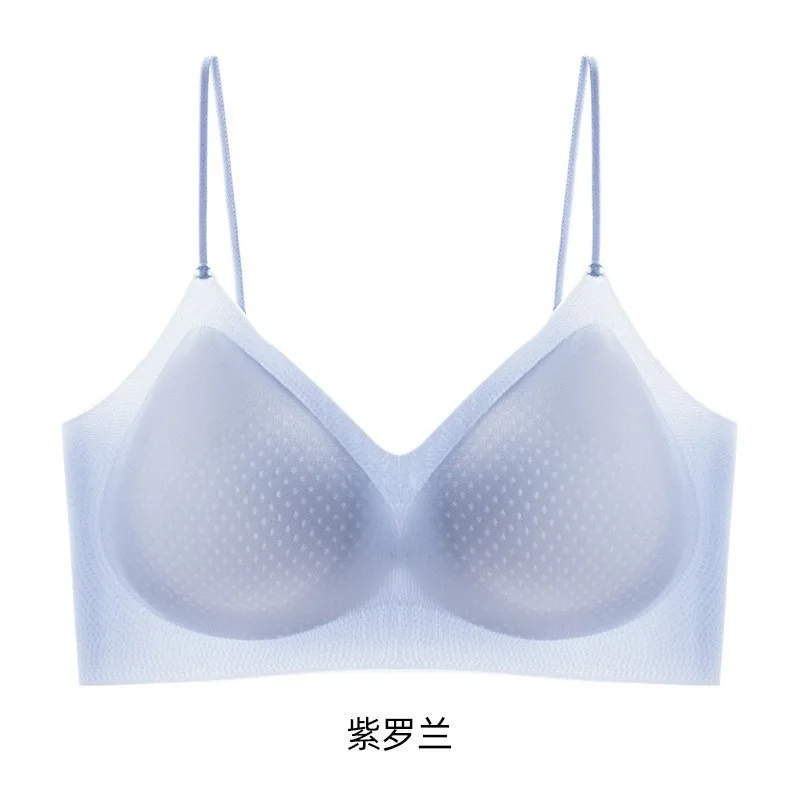 Thin Girl's Bra Ultra-light Ice-feel Glittery Strap Bra Women Brassiere Seamless Breathable Lady's Bra Camisole Beautiful Back