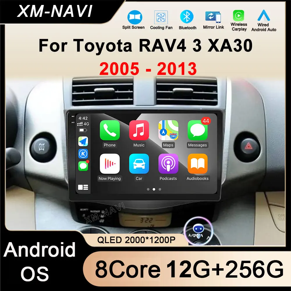 

Android 16 Auto Carplay для Toyota RAV4 3 XA30 2005-2013 Автомобильный радиоприемник Мультимедийный видеоплеер 4G Навигация GPS DSP Qled Экран