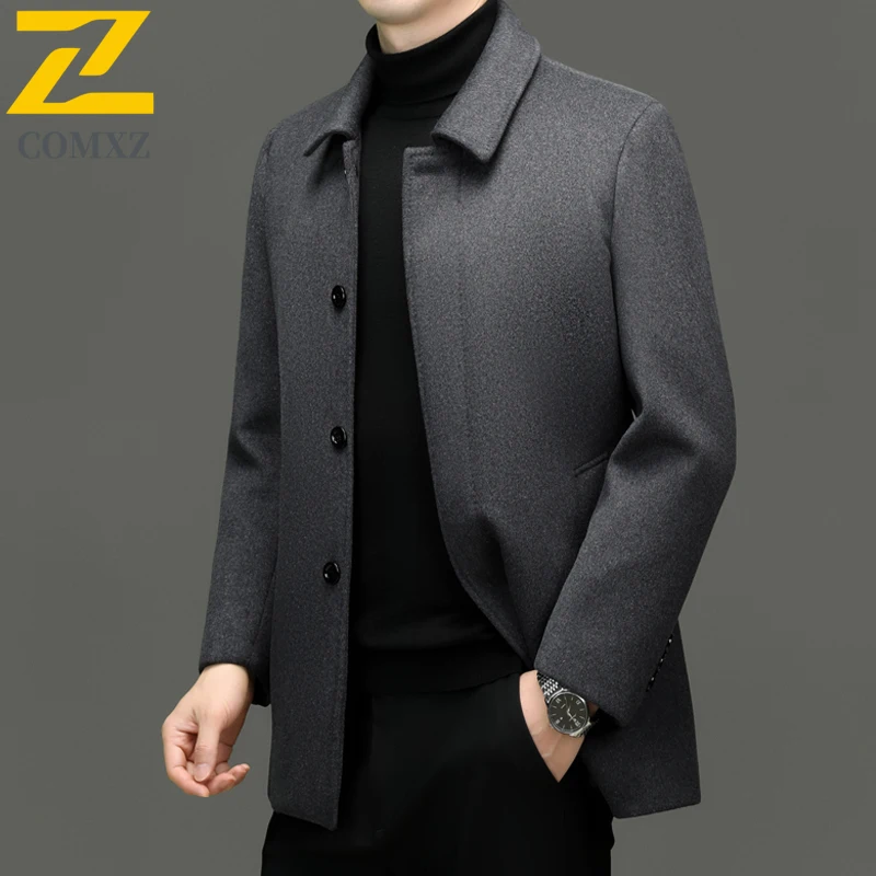

Men Longline Wool Overcoat 2025 Winter Classic Business Style Windproof Coat Man Premium Fleece Lined Thicken Warm TrenchCoat
