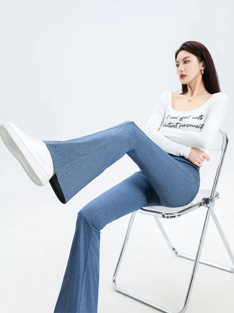 بنطلون يوجا نسائي صيفي خفيف بخصر عالٍ ونحيف، ملابس خارجية، بنطلون واسع قليلاً من الأسفل، طبقة أساسية مطولة