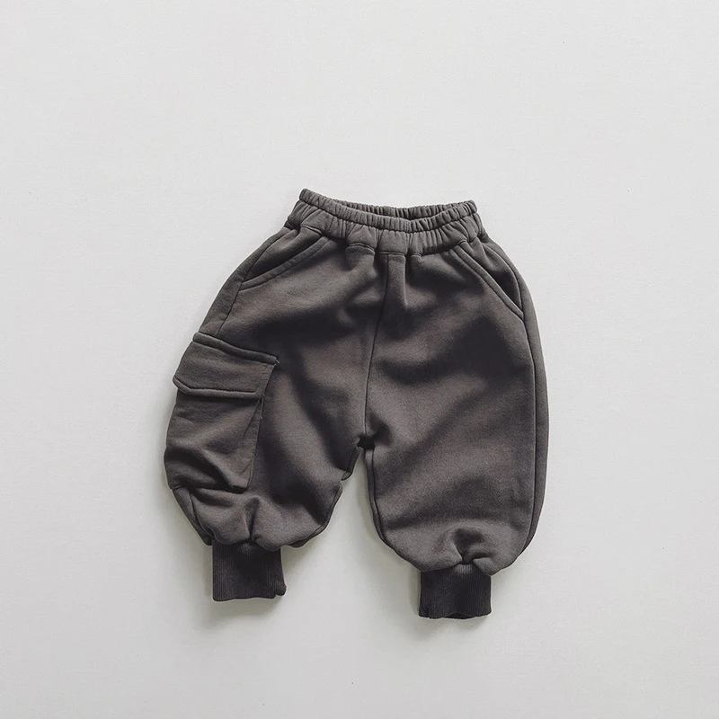 Spring Autumn Children Pants 1-8Y Boys Cotton Pocket Loose Cargo Sweatpants Daily Trousers Korean Toddler Wear Kids Clothing New