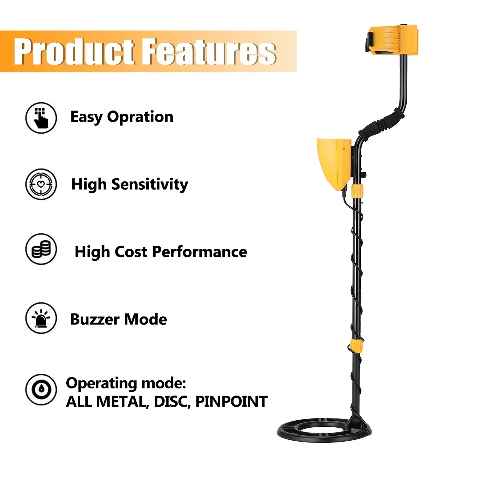

10.5" Search Coil 20cm Search Depth IP68 Waterproof Metal Detector with Headphone for Detecting Gold Coin Treasure Hunting