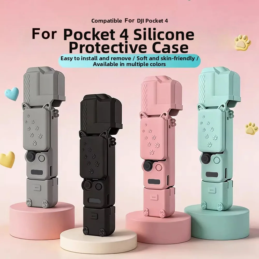 Silicone Case For DJI For Osmo Pocket 4 Stylish Solid Color Anti-Scratch Full-Protective Soft Cover Action Camera Accessories