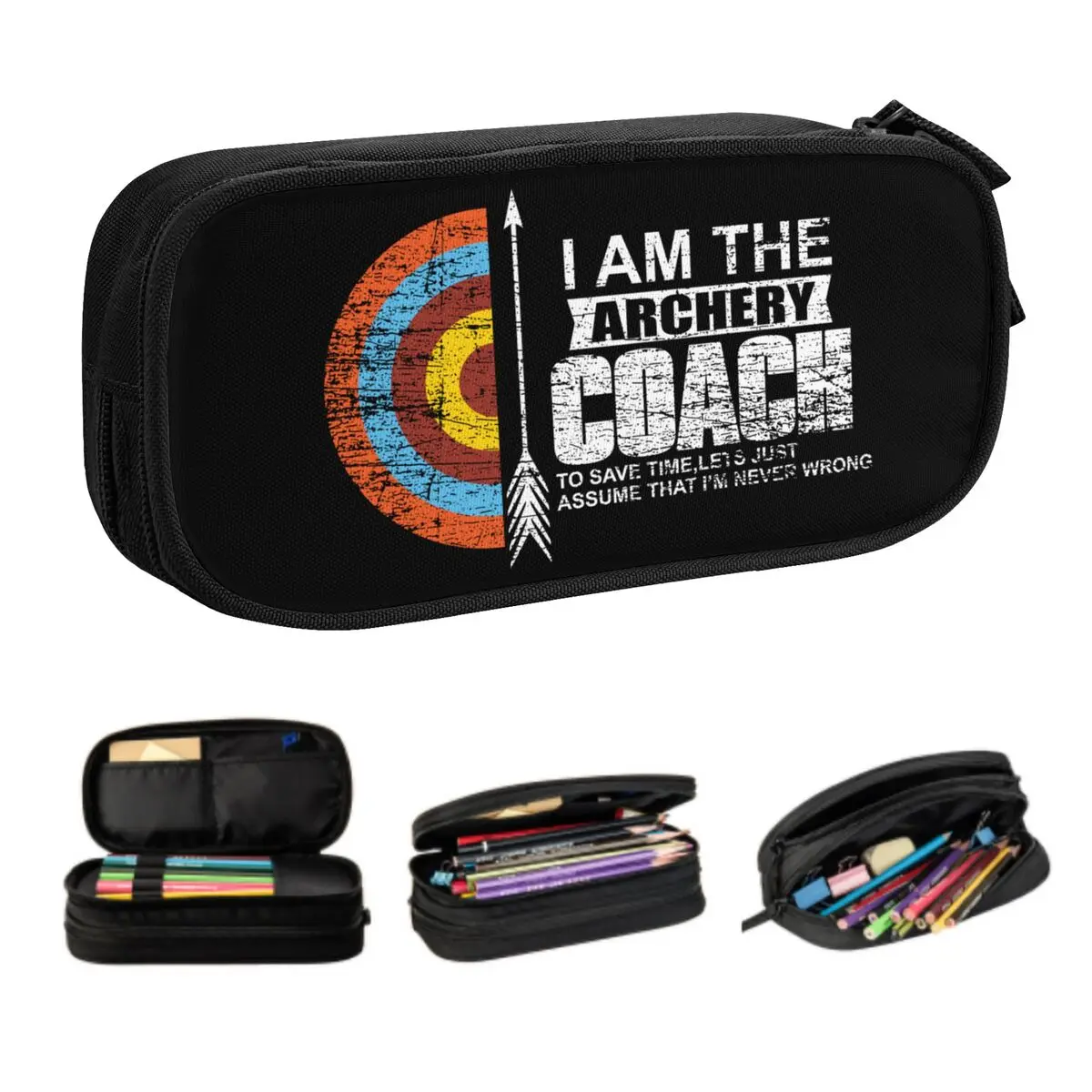 

Custom Archery Loving Pencil Case for Boys Gilrs Big Capacity Archer Pen Box Bag Stationery