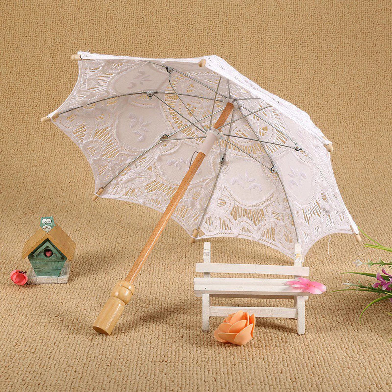 

Lace Umbrella Fan Parasol For Lady Women Party Decor Dancing Photography Props