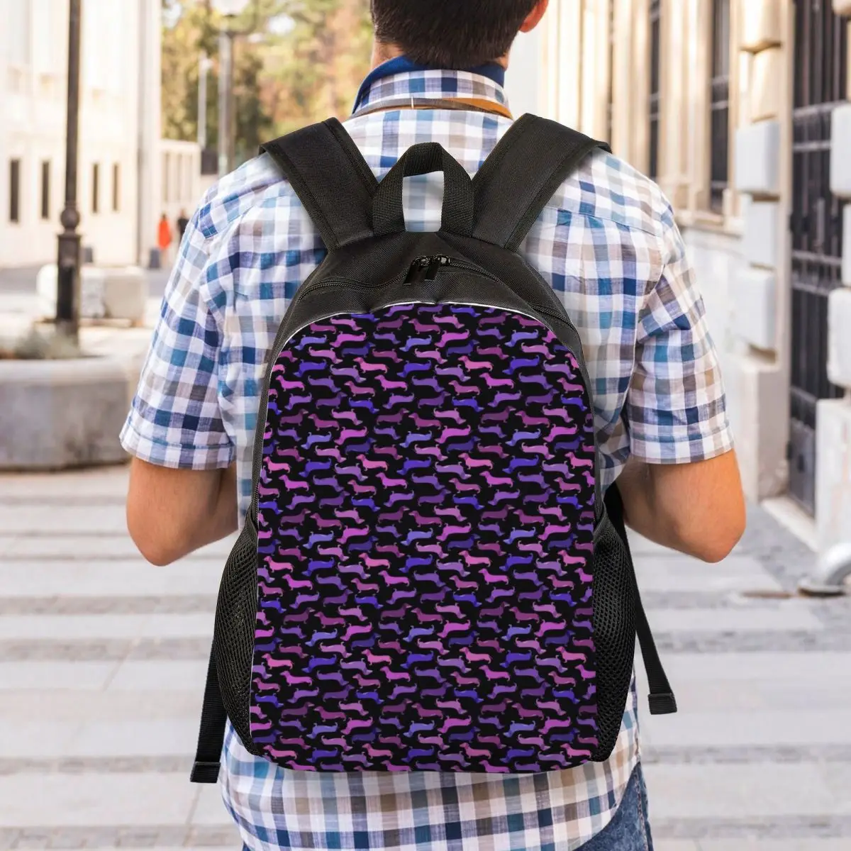 Mochilas personalizadas para hombre y mujer, morrales impermeables con estampado de perro salchicha, cachorro, Escuela Universitaria