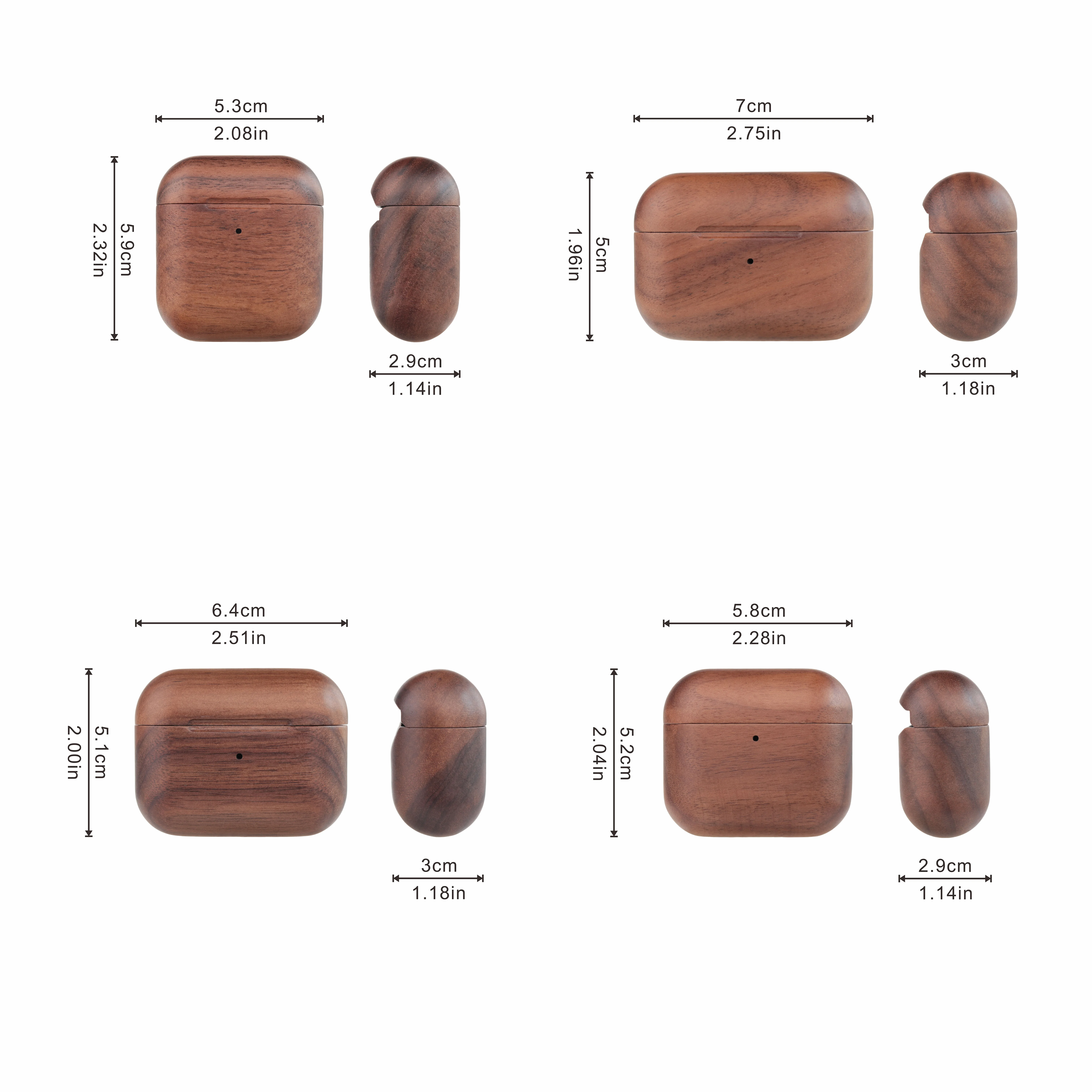 Luxury Shockproof Nature Rounded Corners Walnut Wood AirPods Case For Airpods3，4，Airpods Pro，Pro2， Pro3 Waterproof Cases Cover view 6