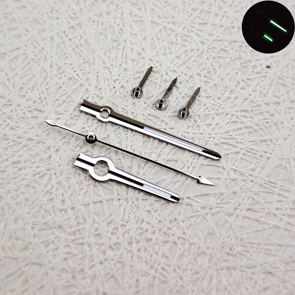 VK63 الأيدي VK63 مؤشر الفضة ثلاثة إبرة الأخضر مضيئة ساعة فضية الملحقات مناسبة لحركة VK63 VK63 الأيدي الثانية #3