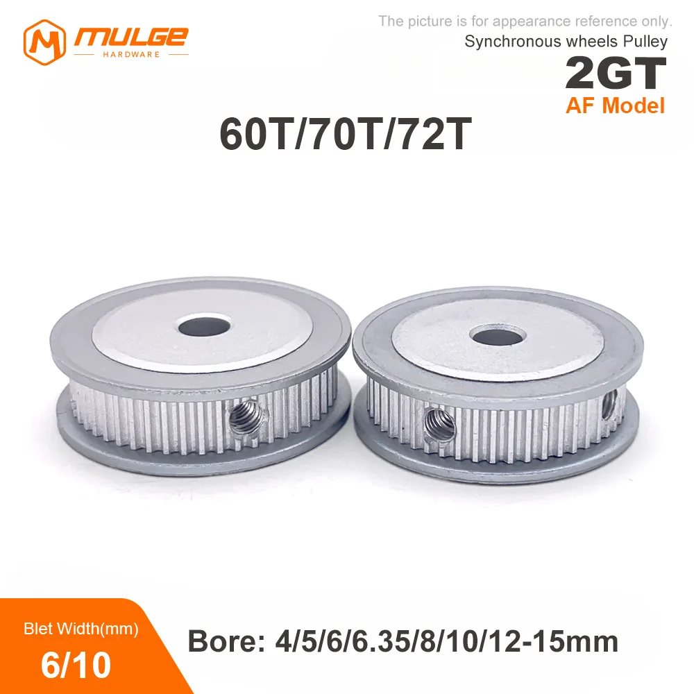 

2GT GT2 Timing Pulley 60T/70T/72Teeth AF Type Bore 4/5/6/6.38/8-15mm Belt Width 6/10mm 3D printed parts