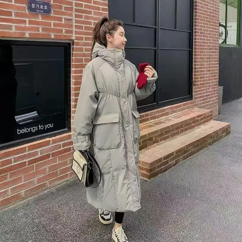 New Fashion Winter Women Down Cotton Coat Hooded Casual Loose Parkas Large Pocket Cotton Coat Thickened Warm Long Women Overcoat