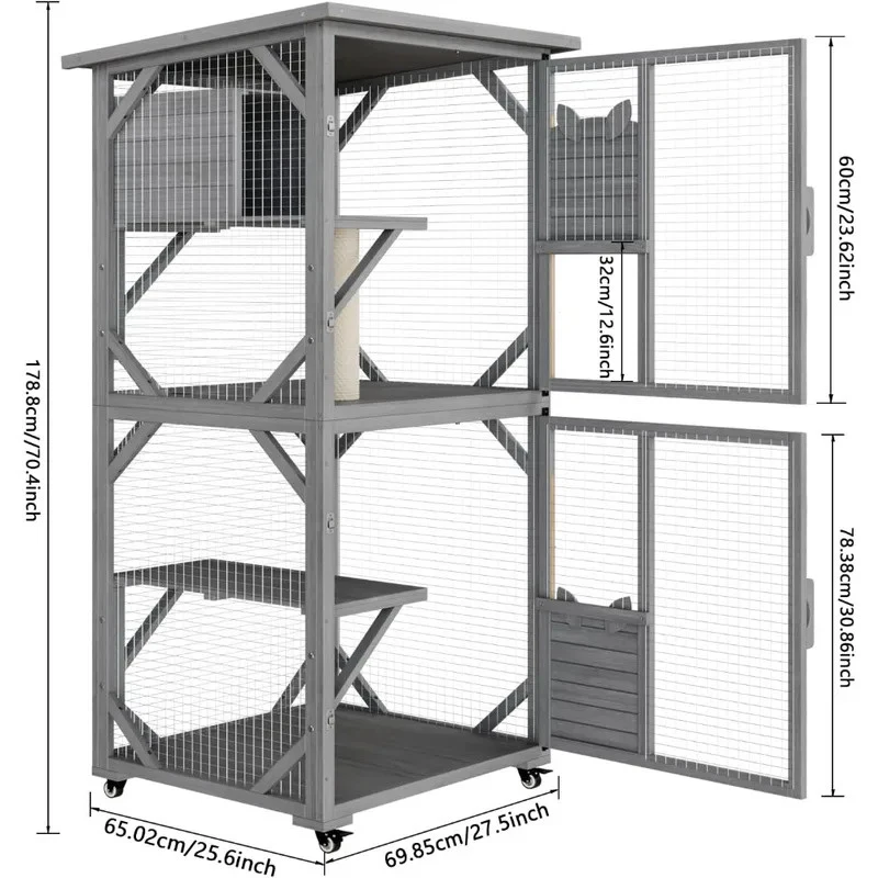Outdoor Enclosure – Waterproof Roof, Platforms, Upgraded Nesting Box, Wheels, Portable