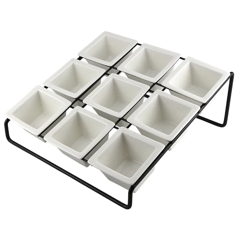 

3469 square bowl snack plate creative stainless steel dish rack bar snack rack