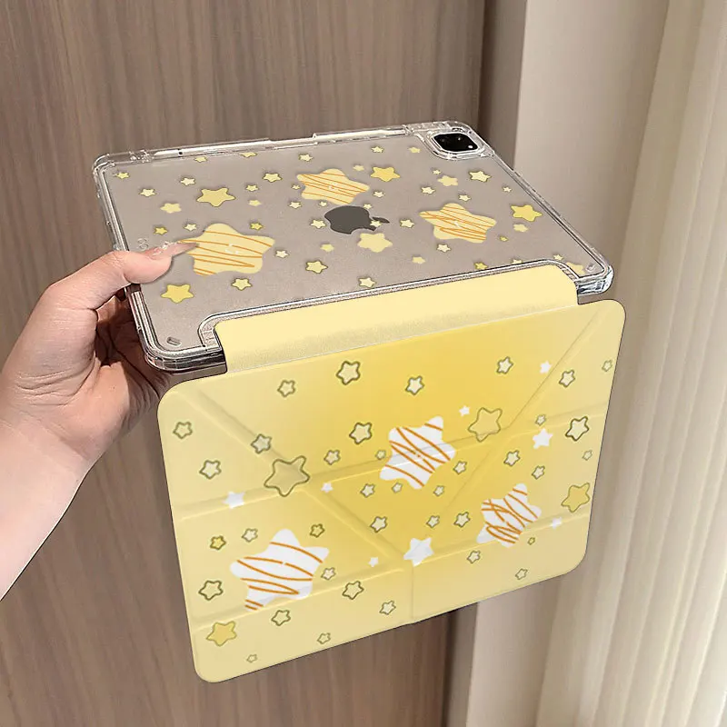 Cute Yellow Gradient Star Tablet Case For iPad Pro 11 12.9 13 M2 M4 M3 M5 Shell 8.3 9.7 10.2 5/6/7/8/9/10/11th Air 4 5 6 Cover