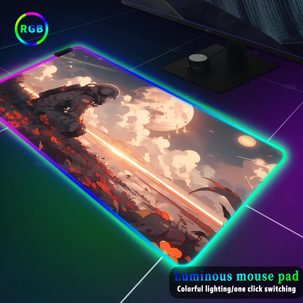 Mousepad RGB Astronauts rug Office desktop mat Computer accessories pad Backlight mouse pad kawaii non-slip Keyboard table mat