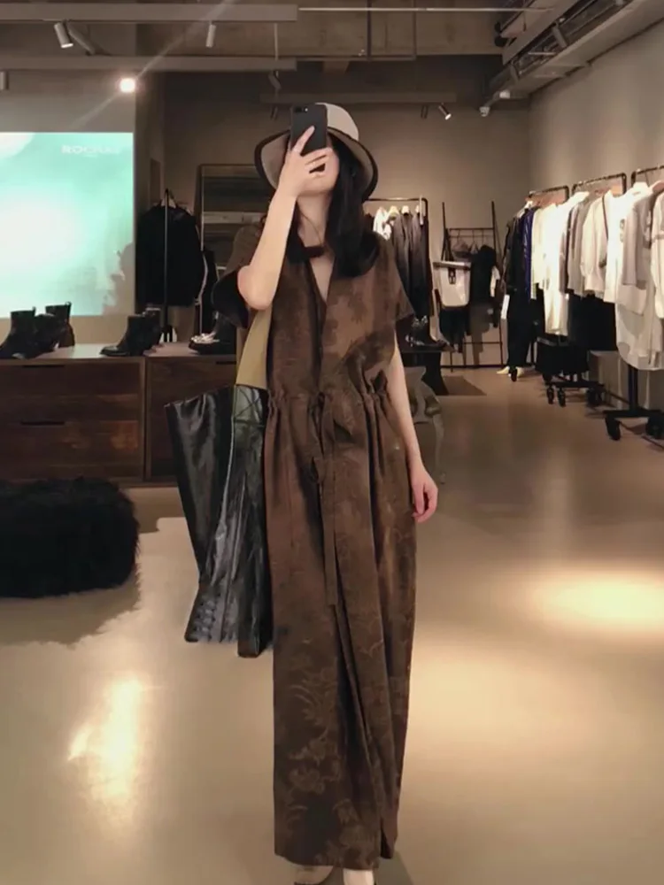 

Elegant New Chinese Style Dress Luxury High-end Quality National Fashion Sensation V-neck Single-piece Women's Fashion