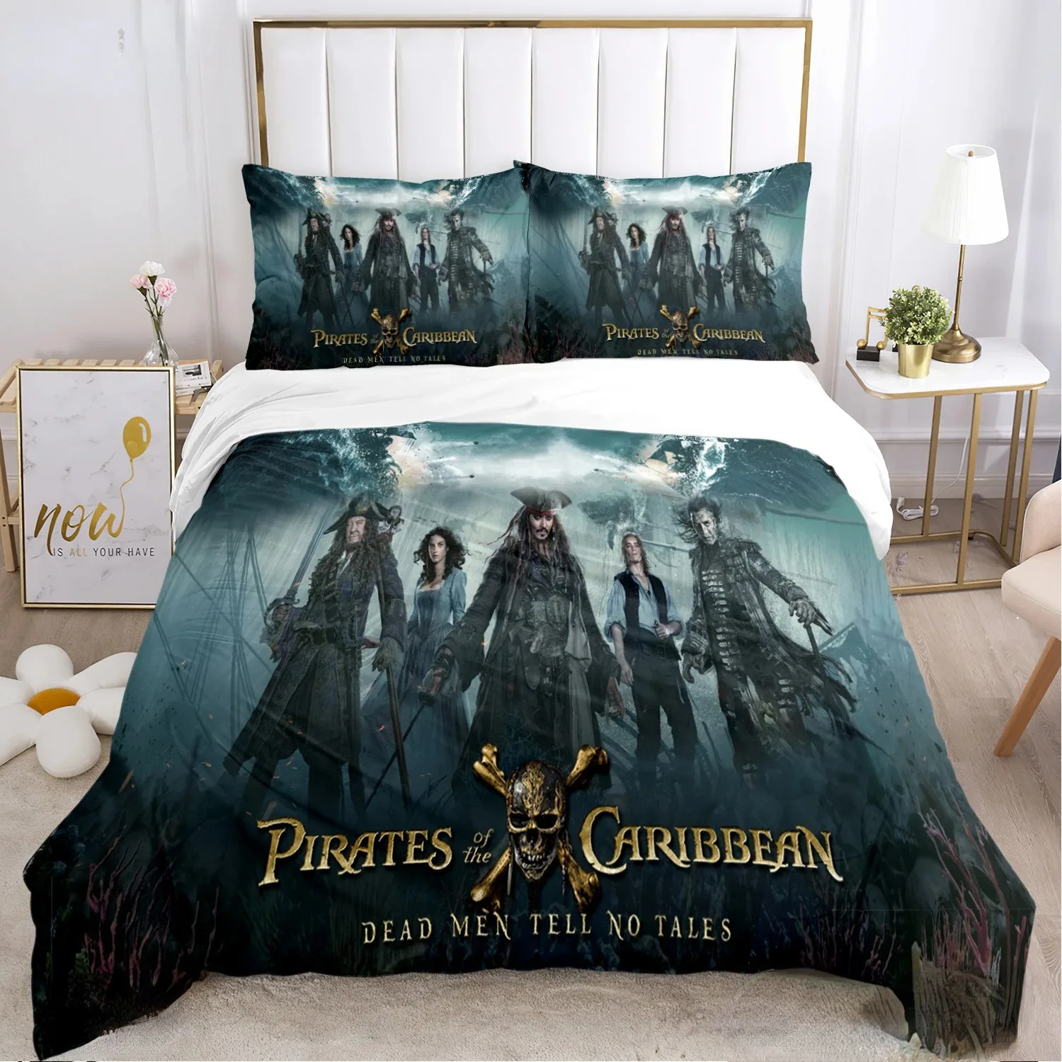 Pirates of the Caribbean Bedding Set Ocean Decor Duvet Cover Sailor Pirate Captain Sea Adventure Bedspread Cover for Kids Boys