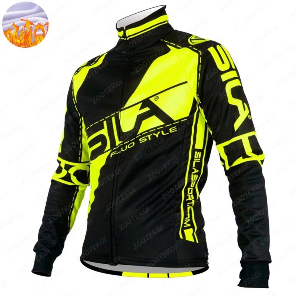 

Winter Fleece Men's Cycling Jersey Thermal MTB Biking Colthing Road Bike Jacket Bicycle Tops with 3 Pockets Ropa Ciclismo