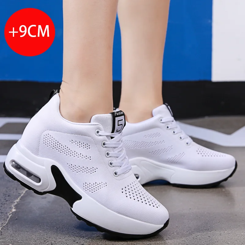 2024 Women Casual Running Sport Shoes Air Cushioned Increase Height Thick Buttom Elevator Sneakers Walking Shoes Dropshipping