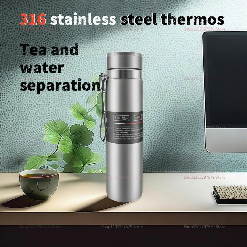 316 Stainless Steel Thermos Cup Large Capacity Mens Office Casual Travel Coffee Tea Mug Durable Portable Straight Stylish