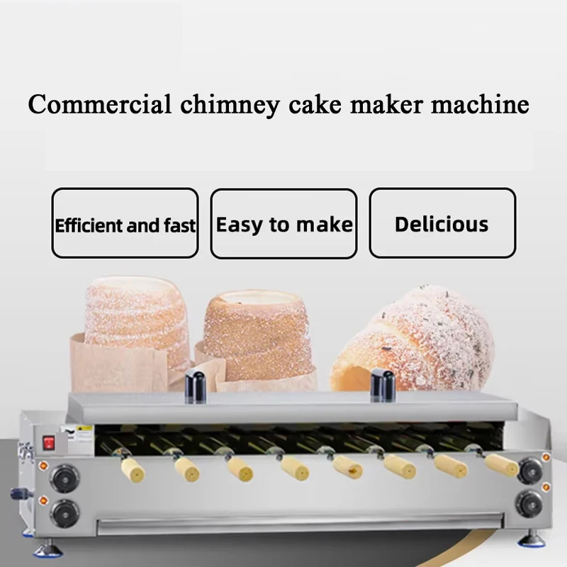 

With 8 Roller Electric Hungarian Chimney Cake Maker Chimney Cake Rolls Grill Oven Machine Waffle Maker Bread Roll Baking Machine