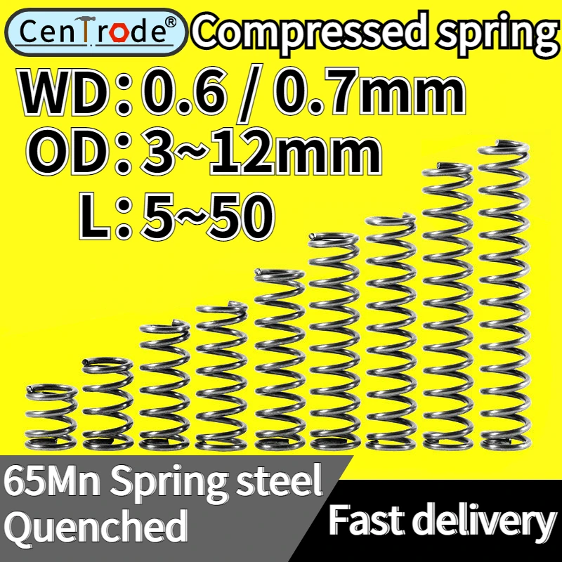 15 Pcs Compressed Spring Wire Diameter 0.6/0.7mm Outer Diameter 3-12mm Length 5-50mm Spring Steel Automatic Elastic Coil