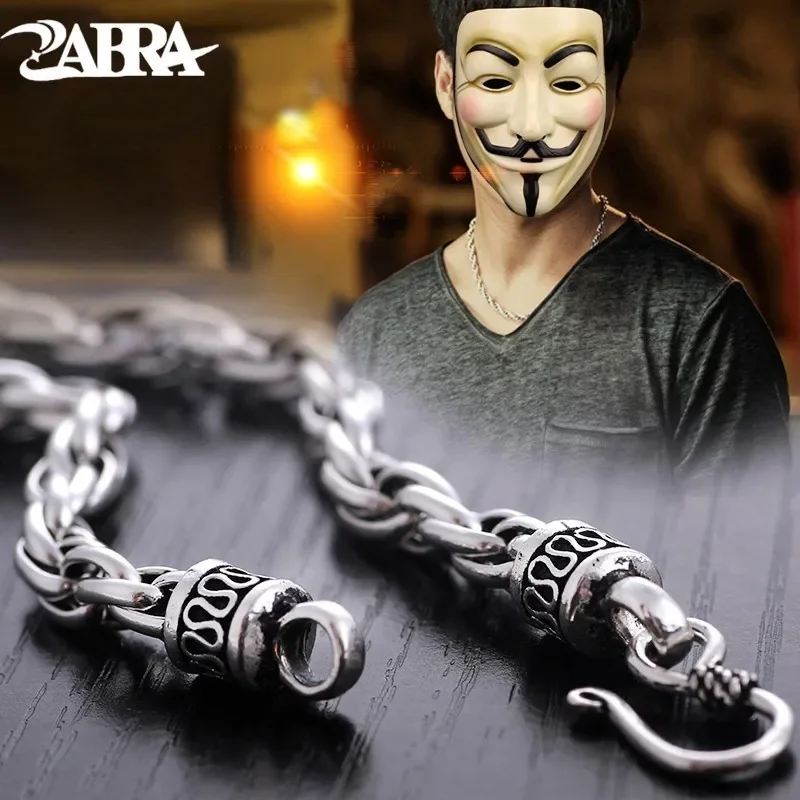 ZABRA 925 Sterling Silver Necklace For Men Width 6mm 50/55/60/65/70cm Handmade Water Twist Long Chain Boy Gift Biker Jewelry