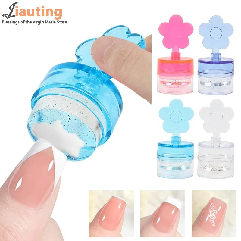 1 set bloemvorm nagel stamper doorzichtige siliconen kop manicure schraper overdracht sjablonen afdrukken kits nail art stempelplaten