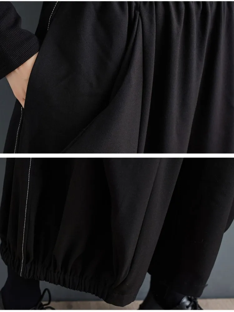 ربيع الخريف السراويل واسعة الساق المرأة عارضة فضفاض السيدات السراويل عالية الخصر امرأة فانوس السراويل