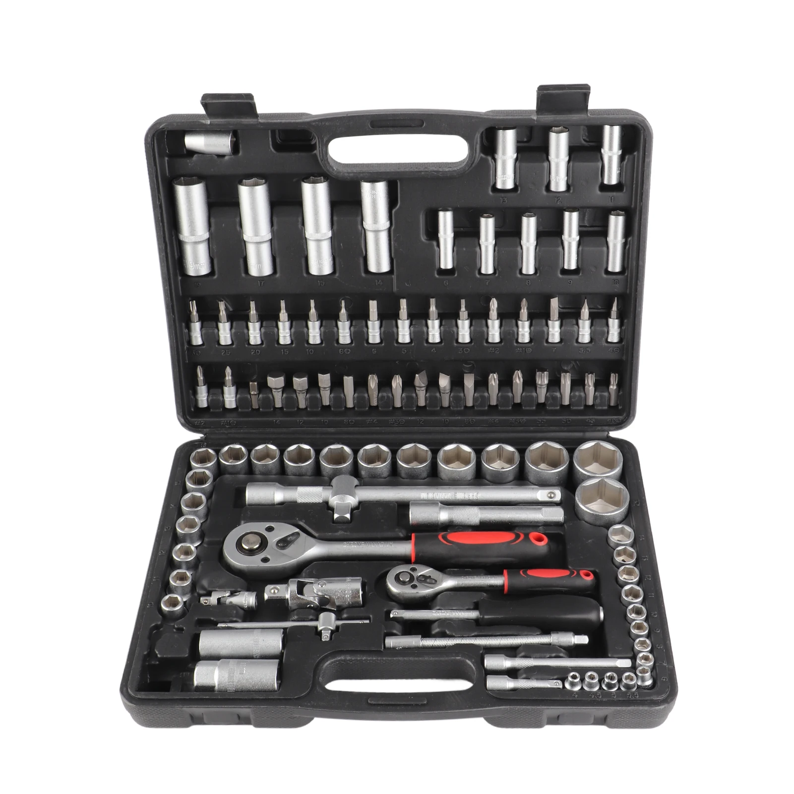 Mechanics Wrench Set Screwdriver Tool Set Piece Wrench Socket Screwdriver Tool Set Kit Mechanics 1/2 1/4inch W/case