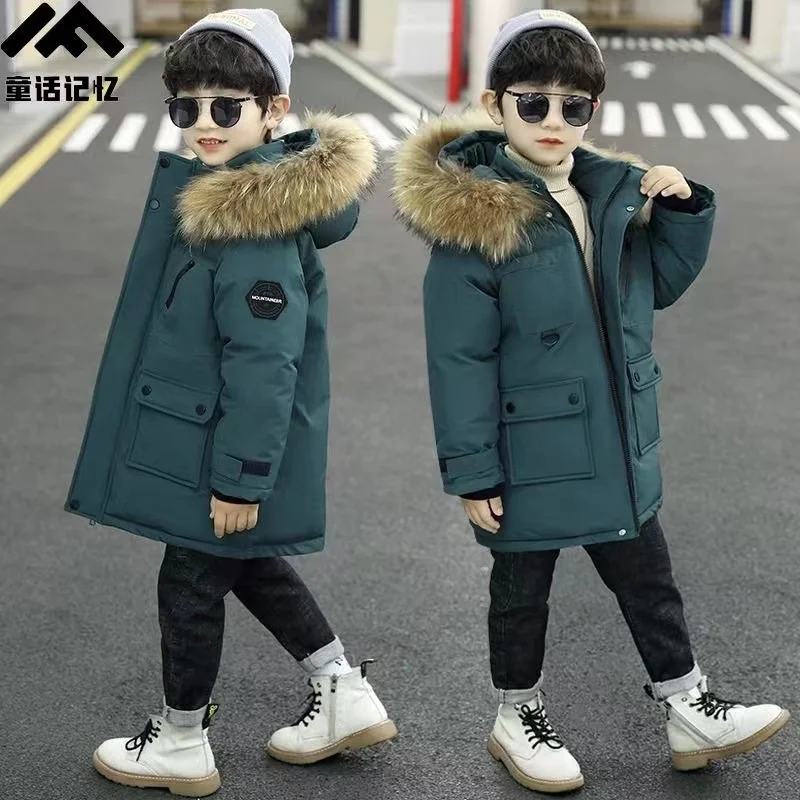 New Winter -30 Down Cotton Jacket Boys Waterproof Hooded Boys Children Outerwear Clothing Teenage 5-14Y clothes Kids Parka 2024