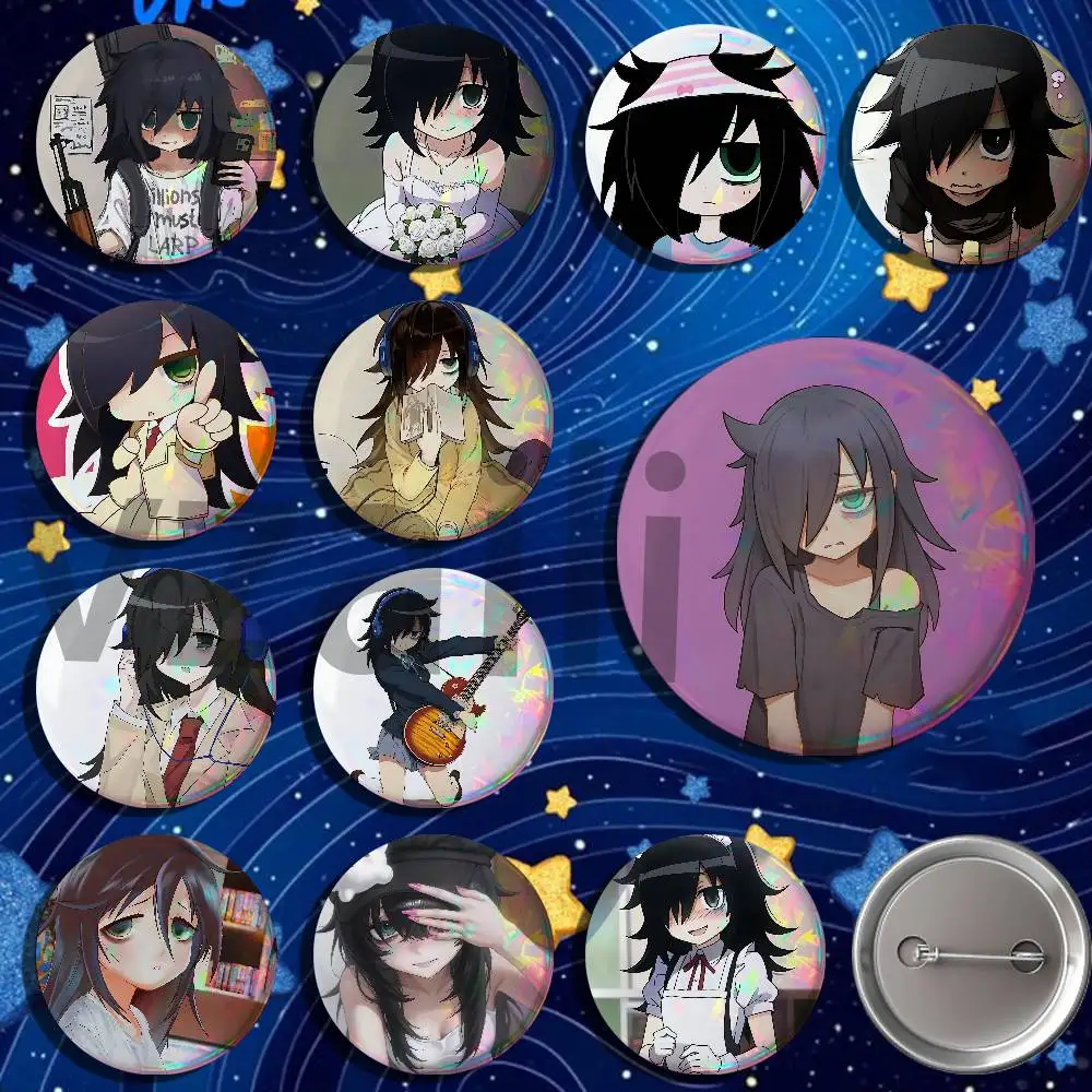 W-Watamote Tomoko K-Kurokis Button Pin Single Pack Anime Merch for Ita Bags Badge Collectible Buttons TH