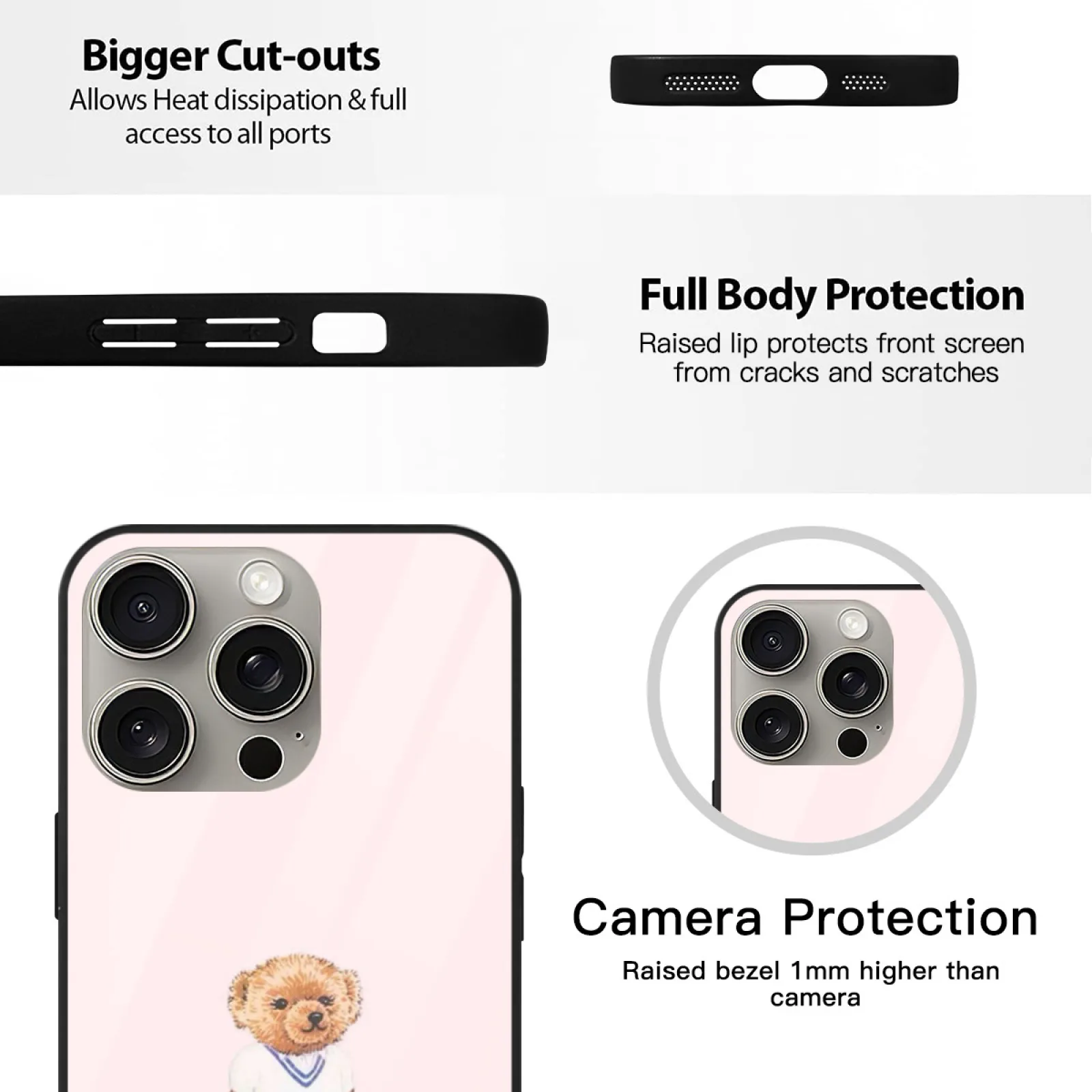 رالف بير الوردي الزجاج المقسى الحال بالنسبة آيفون 16 15 14 12 13 11 الخ سلسلة لينة غطاء من البولي يوريثان رالف الحد الأدنى الوردي الوردي الجمالية