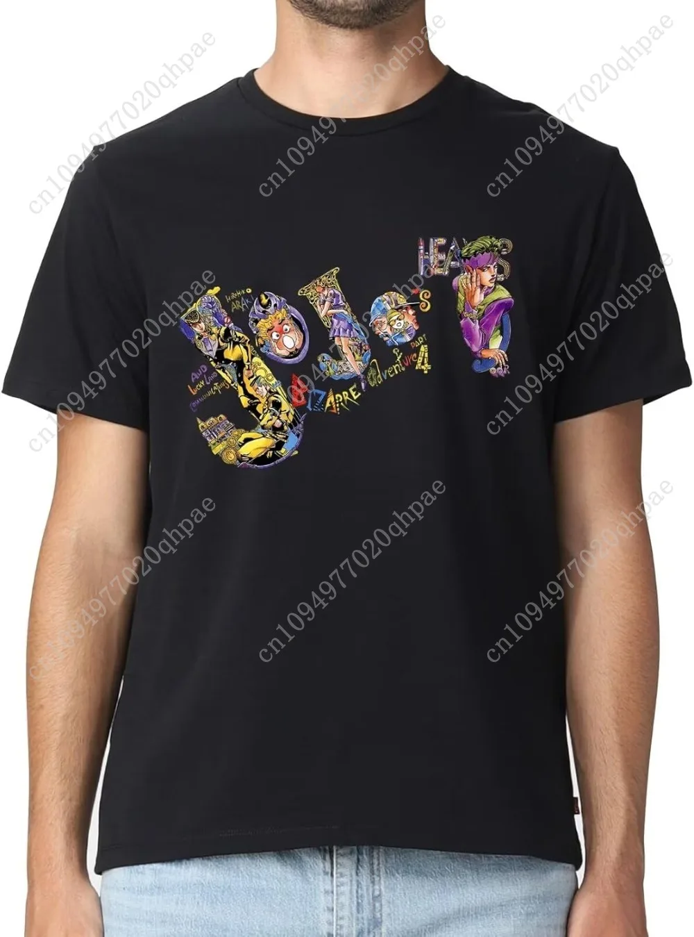 ジョジョの奇妙な冒険シャツアニメファッショントレンド tシャツユニセックス半袖トップスティーンファンギフトブラック tシャツ