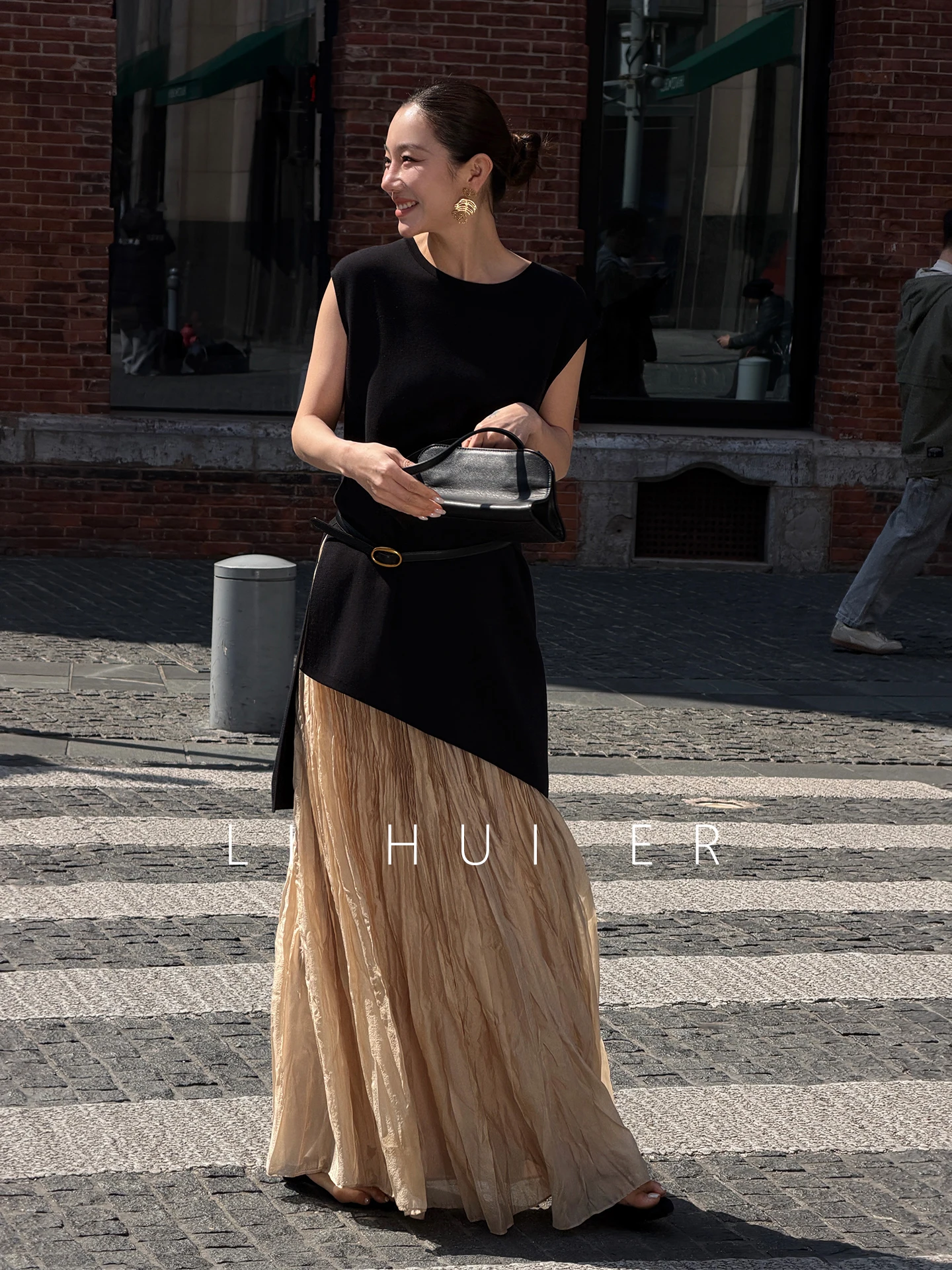 

LiHuiEr mat Sle Knitted Vest Irregular oulder Design Long Sve Women's Casual Cotton Top Warm Color