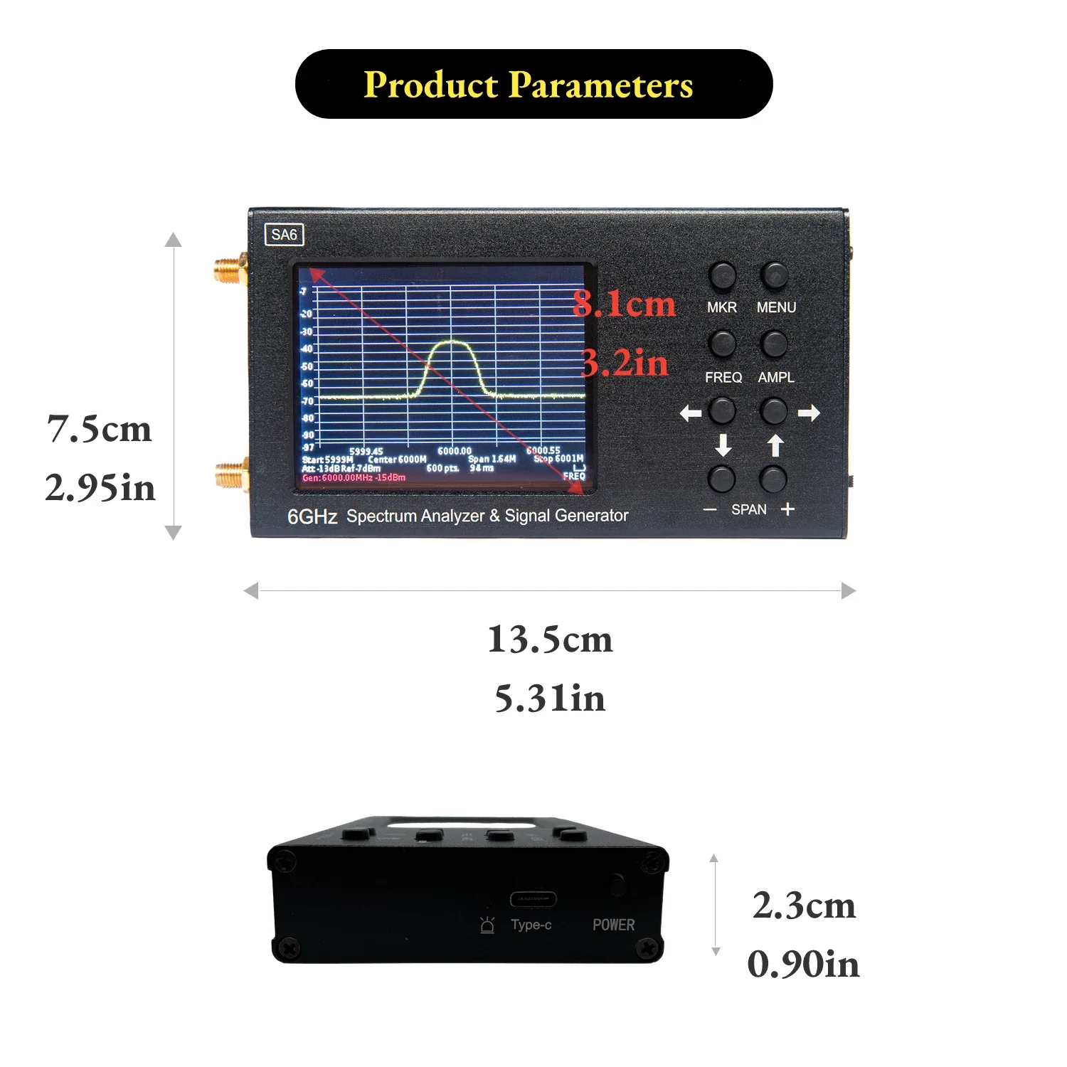 6GPortable Spectrum Analysis InstrumentWi-Fi CDMALaboratory35-6200MhzSignal Tester SA6