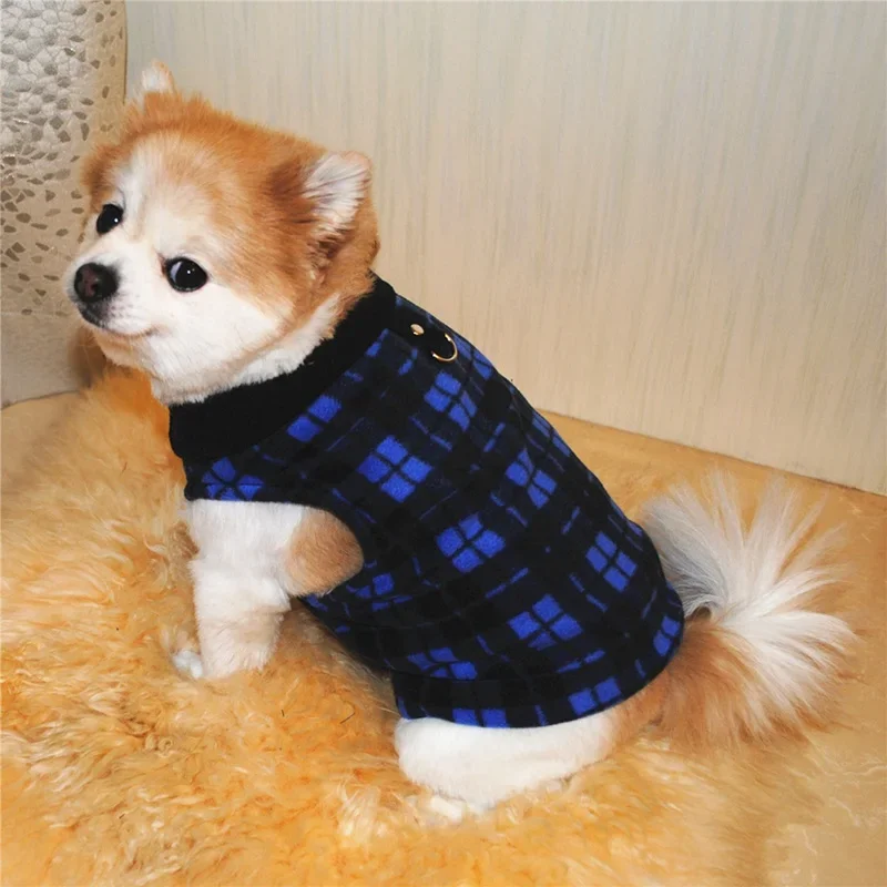 Warm Fleece Pet Dog Clothes Autumn Winter Thickened Vest Coat Small Medium Dogs Warm Costume With Traction Ring Dog clothes boy