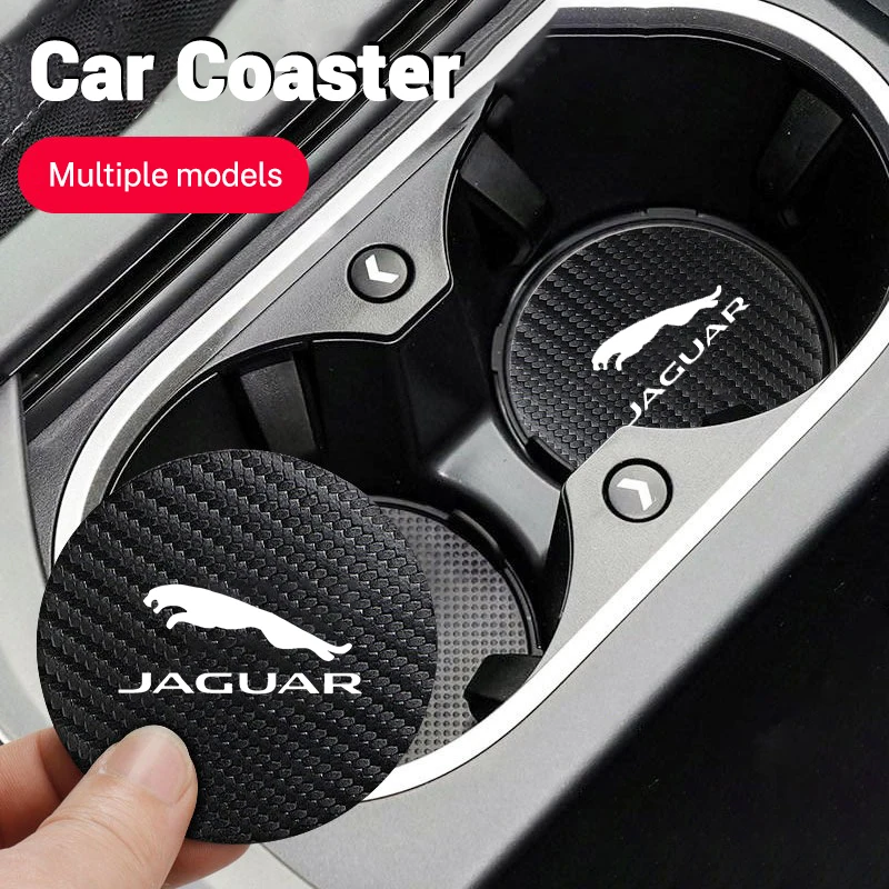 2pcs Car Silicone Coaster Anti-slip Mat Water Cup Pad for Jaguar XFL XEL E-PACE F-PACE F-TYPE XJ I-PACE X-X16 XE XK C-X75 X-TYPE