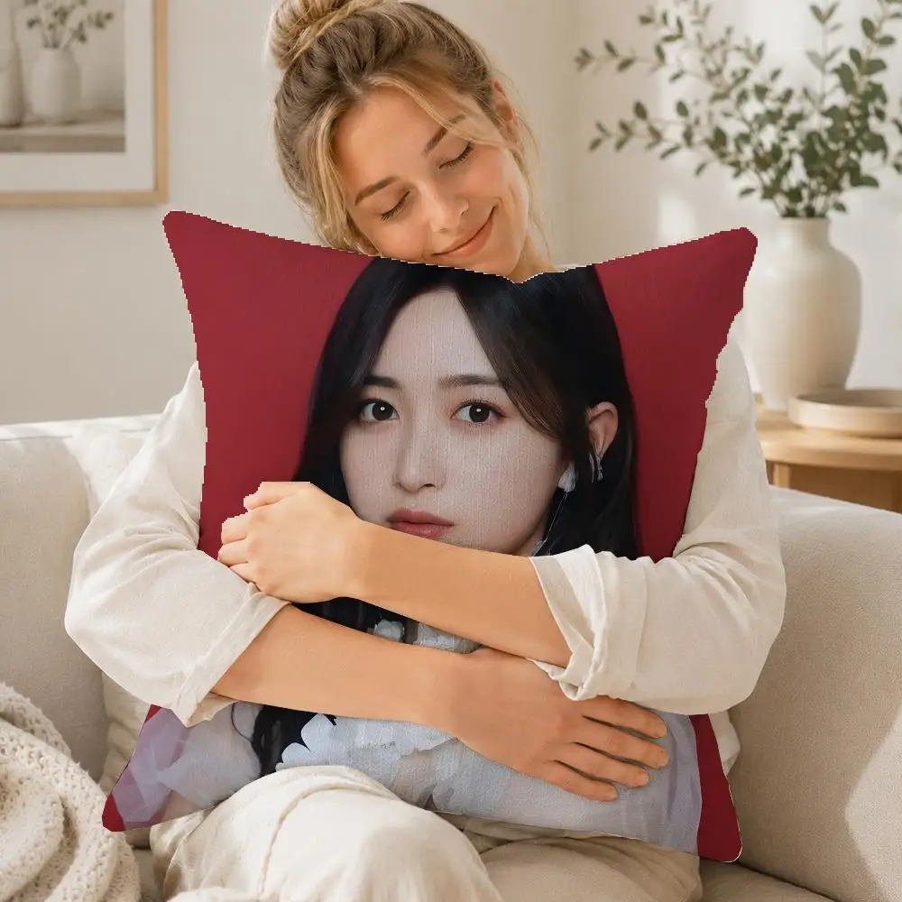 Idol Inoue Nagi Cushion Cover Linen Cushion Cover, Double-Sided Printed Pillow Cover for Sofa Home Decor