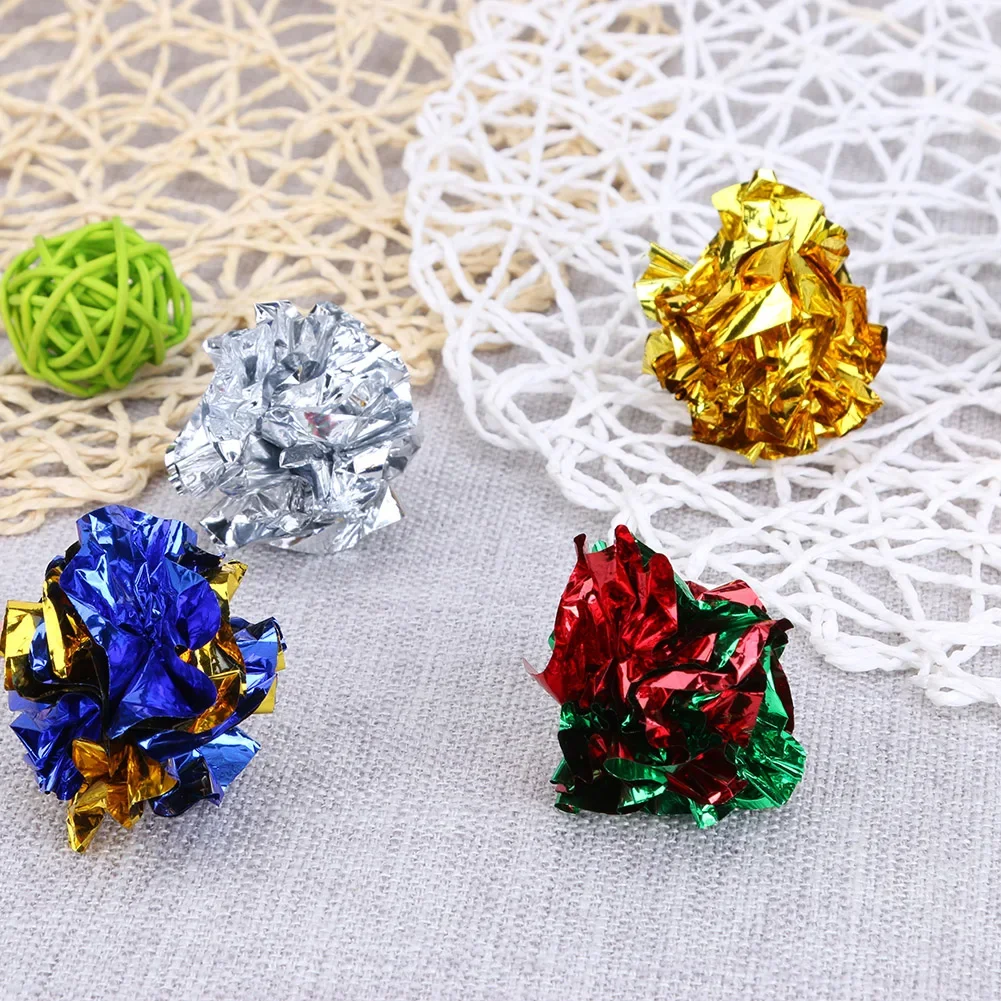 24/12Pack Bunte Crinkle Bälle Sound Zinn Papier Spielzeug für Katze Haltbarkeit Lautalisierung Puppen Spielen Interaktive Biss Quietschen spielzeug – Detail 9